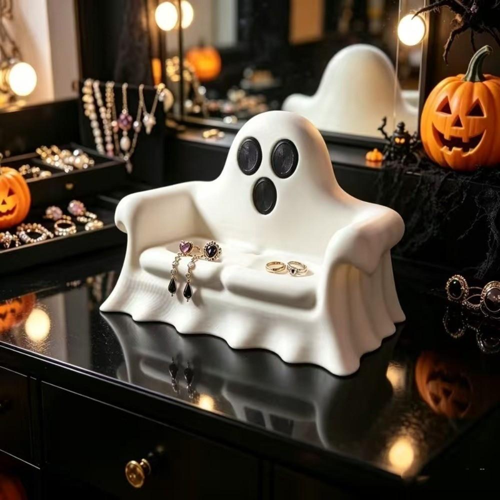 Realistic Pumpkin Sofa Ornaments Spooky Design Ghost Pumpkin Storage Tray Mini Halloween Sofa Gift