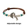 Adjustable Rope Bracelet With Turquoise Beads And Horse Pendant Handchain Jewelry For Casual Or Festival Wear