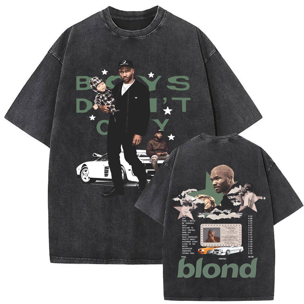 Rapper Frank Washed Vintage T-shirt Ocean Hip Hop Fashion Trend T Shirts Blond Pop Music T-shirts Men Women Oversized Tee Shirt S разноцветный