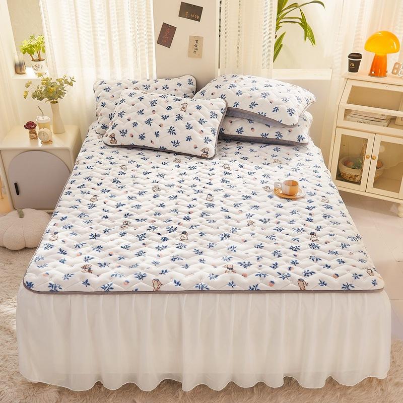 

Класс А новая кашемировая хлопковая юбка для кровати утолщенное фланелевое покрывало с принтом кораллового флиса покрывало на кровать осень-зима A pair of pillowcase