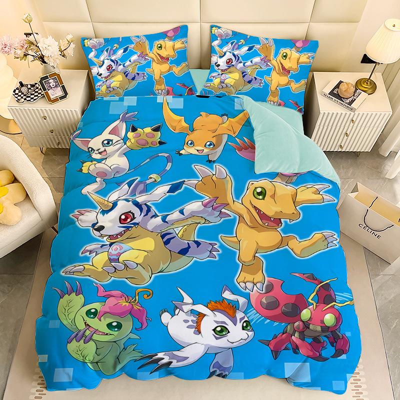 Gamer Digital-monsters Beding Set Digimon Soft with Soft Fabric Duvet Cover Plus Pilowcases Unfiled Single Double Bed Children Young Gift