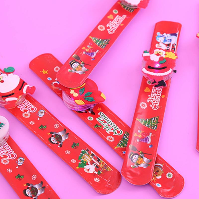 LED Licht Weihnachten Leuchtendes Schillerndes Spielzeug Klatschkreis Armband Armband Schneemann Weihnachtsmann Cartoon