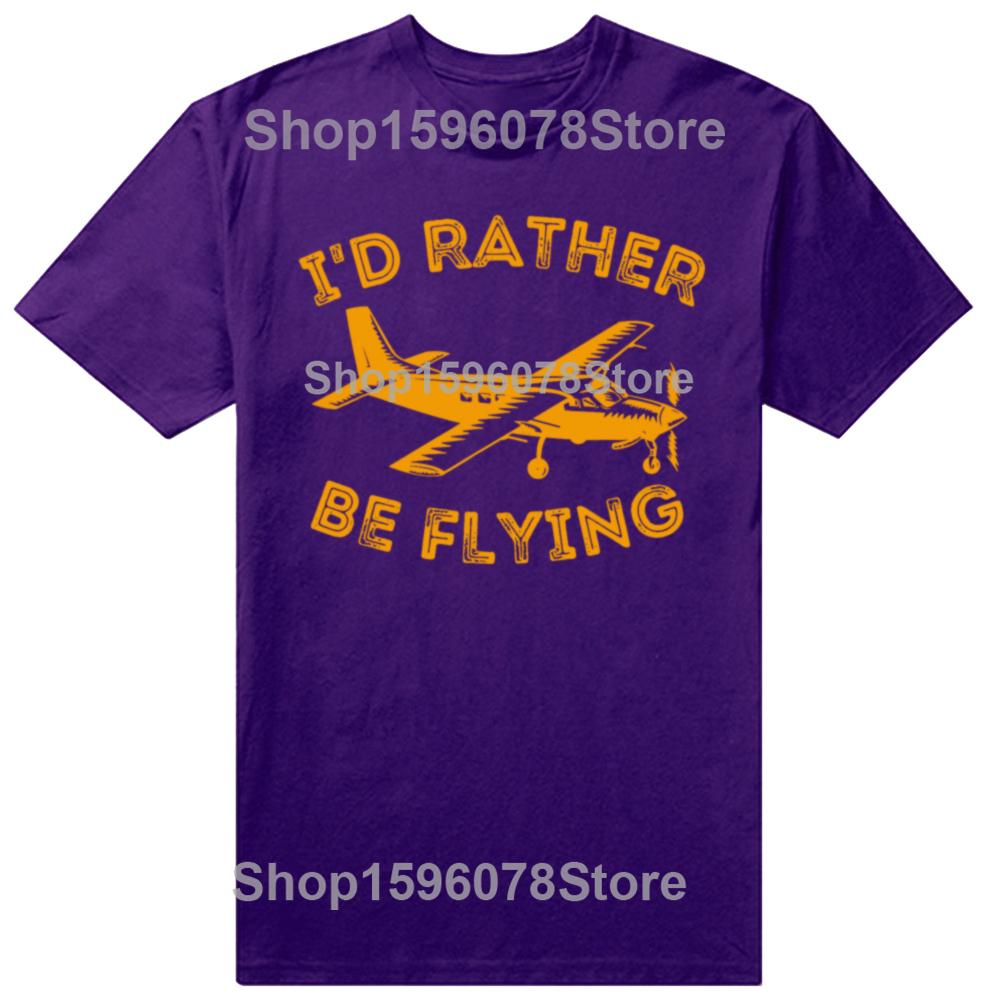 Vintage Id Rather Be Flying Funny Pilot Aviation Airplane Tshirt Men Hip Hop Oversized T Shirt 100 Cotton Comfort Tshirts