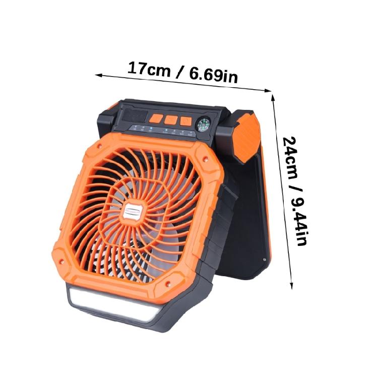 Solar Camping Fan With LED Light 4Adjustable Speed 3Brightness Light Timer Compass Function For Outdoor Tent Activity