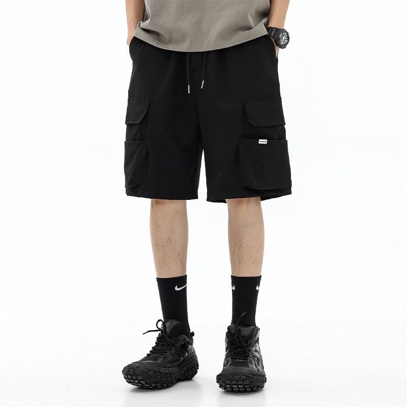 Trendy Vibe Wind Black Casual Shorts Pocket Decoration