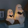 Ghost Halloween Decor Night Light Halloween Decorations Indoor Ghost Reading Book Figurine Book Lovers Gifts Table Decorations/