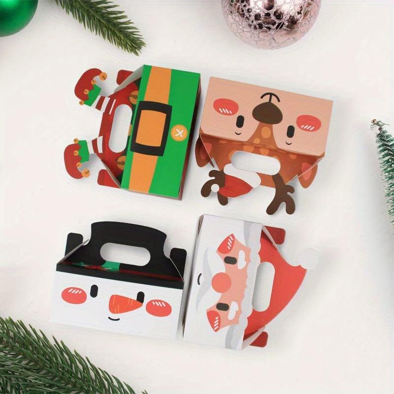 Christmas Small Gift Boxes Cardboard Goodie Treat Boxes Easy To Assemble Paper Boxes for Kids Santa Claus Party Favors Supplies