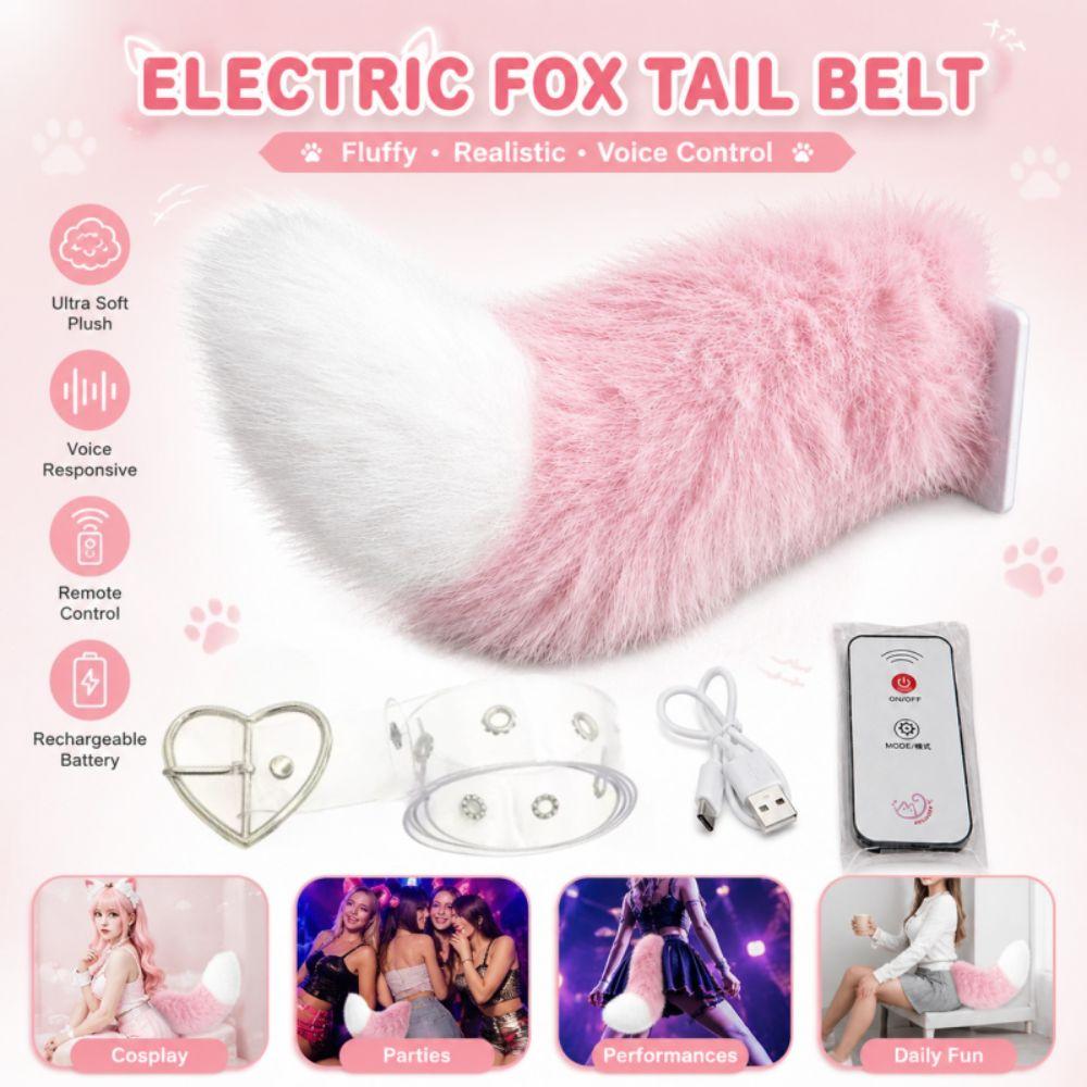 Rechargeable Electric Fox Tail Belt Plush Electric Tail  Halloween Cosplay Performances, Etc