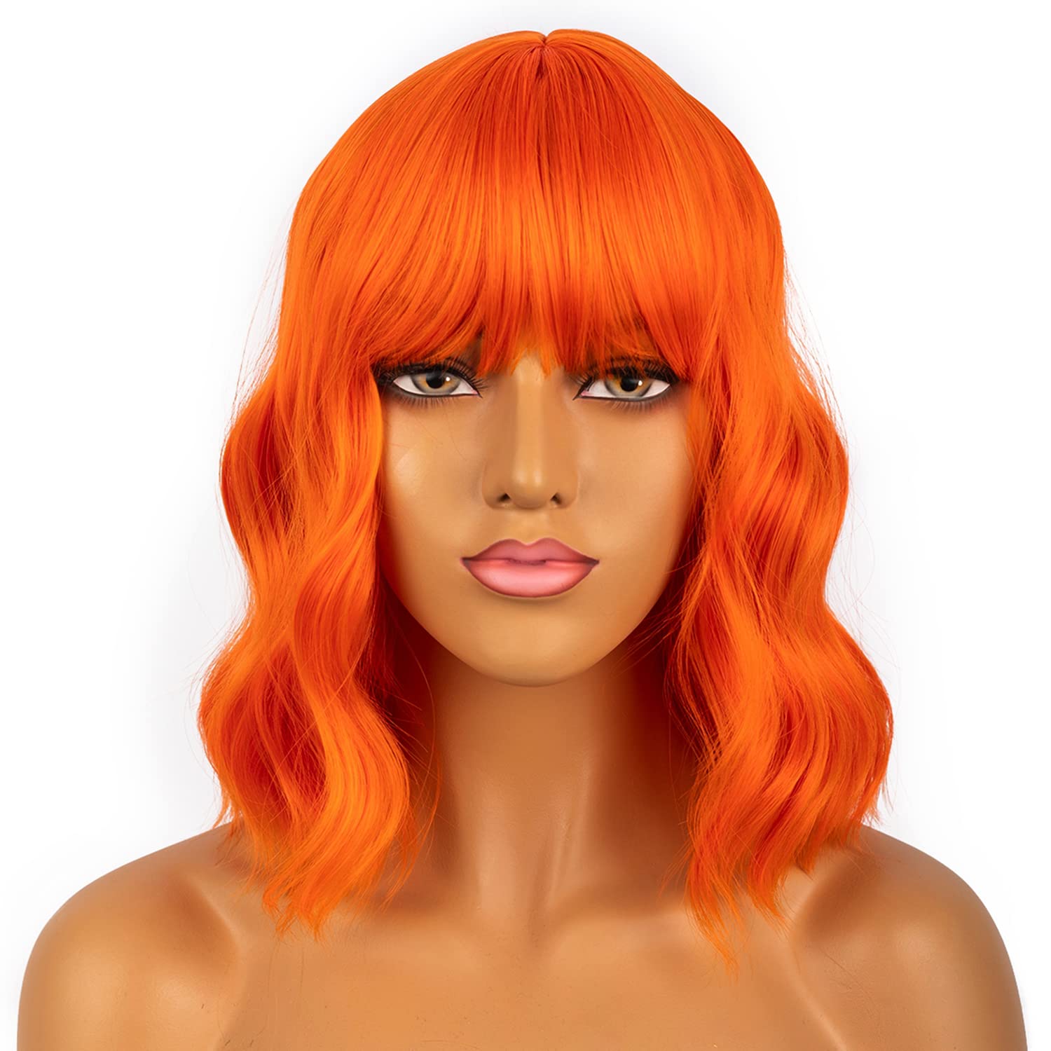 

LANCAINI Короткие парики Боб с челкой для женщин Свободный волнистый парик Вьющиеся волнистые волосы до плеч Синтетический парик для косплея для девочек Красочные парики для костюмов