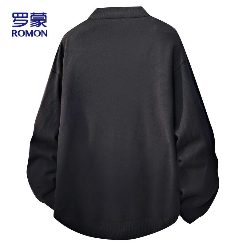 ROMON Men's V-Neck Knit Cardigan Sweater