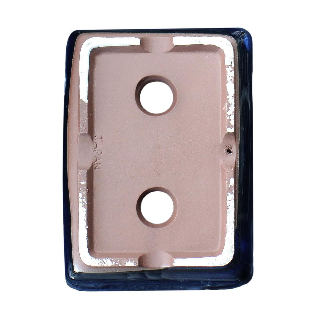Umekichi Bonsai Bonsai Sea Cucumber Yokkaichi Banko Miscellaneous Compact Supplies, 4.5-inch Pot, Nade-kaku, Blue, Glaze, Ware, Shallow, Rectangular,