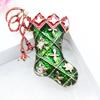Blucome Christmas Enamal Brooch Green Sock Shape Corsage for Women Men Kids Clothes Hat Hijab Pin Christmas Accessories Gifts