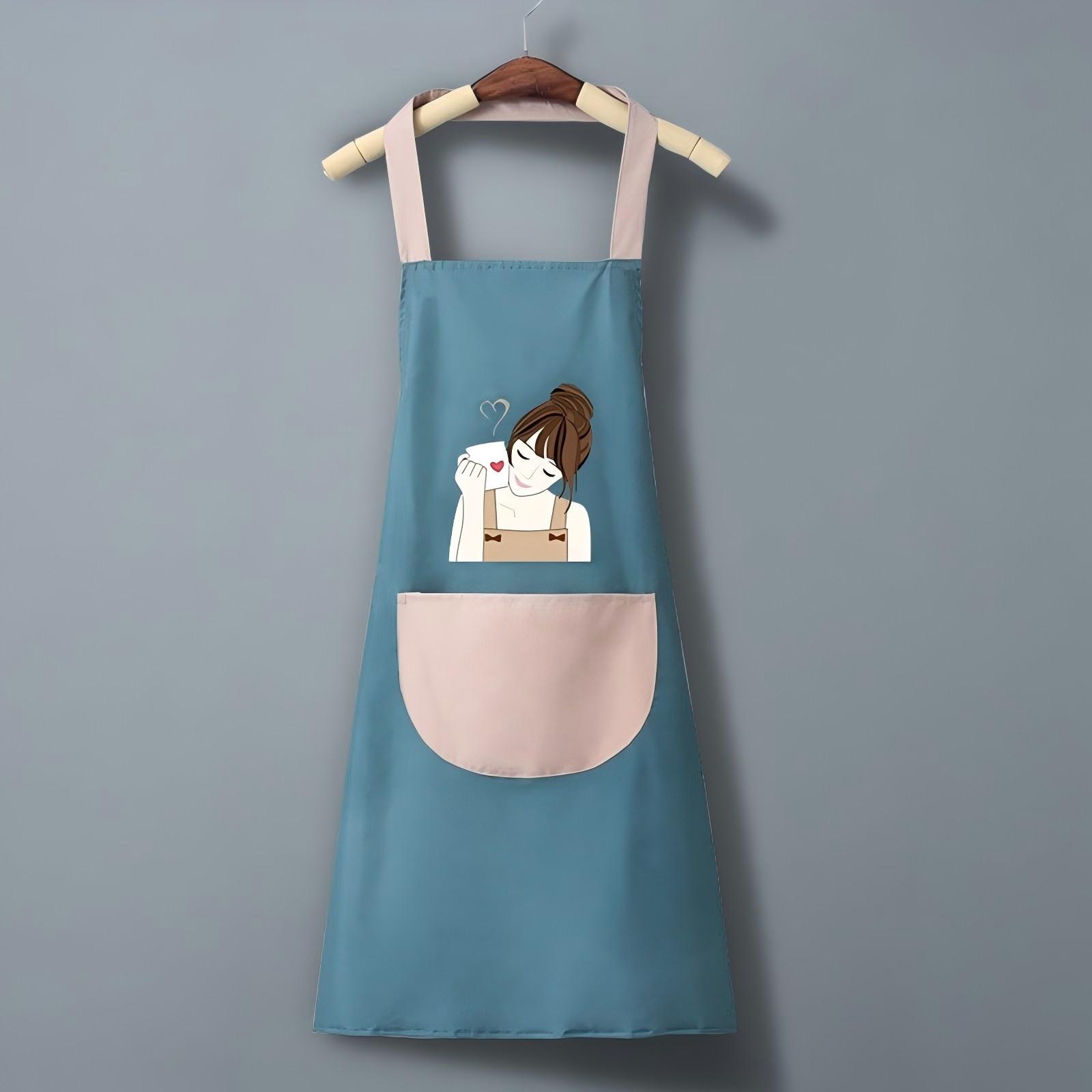 

Pro Version 1-Piece Apron - Waterproof/Oil-Proof+Wear Resist, 60x72cm, Cartoon/Pink Pocket, Multi-Scene, 1-Pack синій