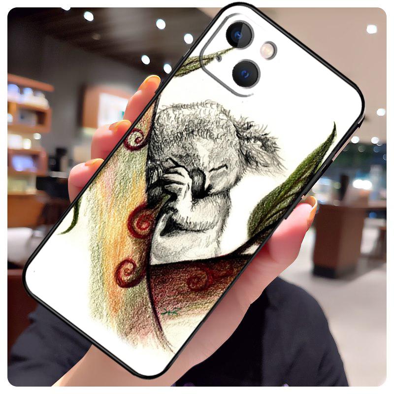 Cartoon Painting Animal Koala Case For iPhone 13 Pro Max 16 15 11 12 14 17 Pro Max mini 15 16 Plus 16e 17 Air Phone Cover