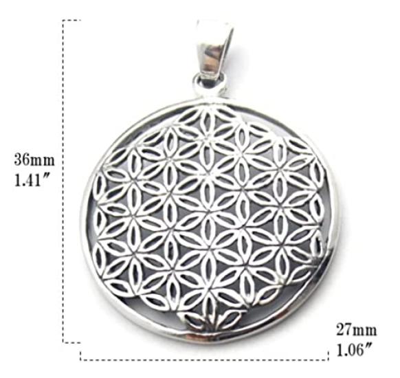 [World Accessories Carmelo] Flower of Life Pendant Top, Divine Geometry, Flower of Life, Sterling Silver 925