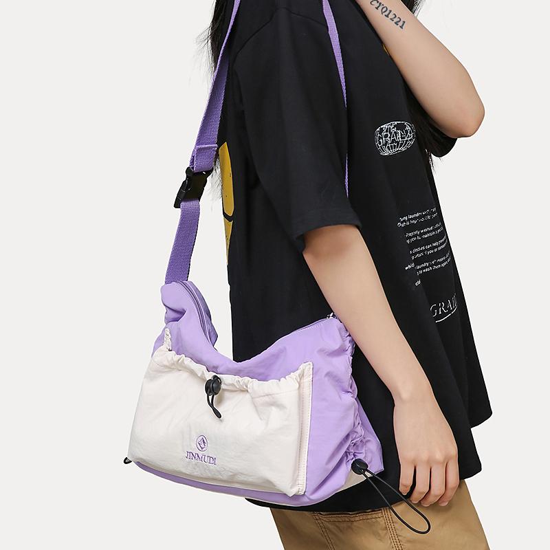 Commuter Pleated Hobo Bag Women's Large Capacity Waterproof Nylon Crossbody Bag Men's Shoulder Bag