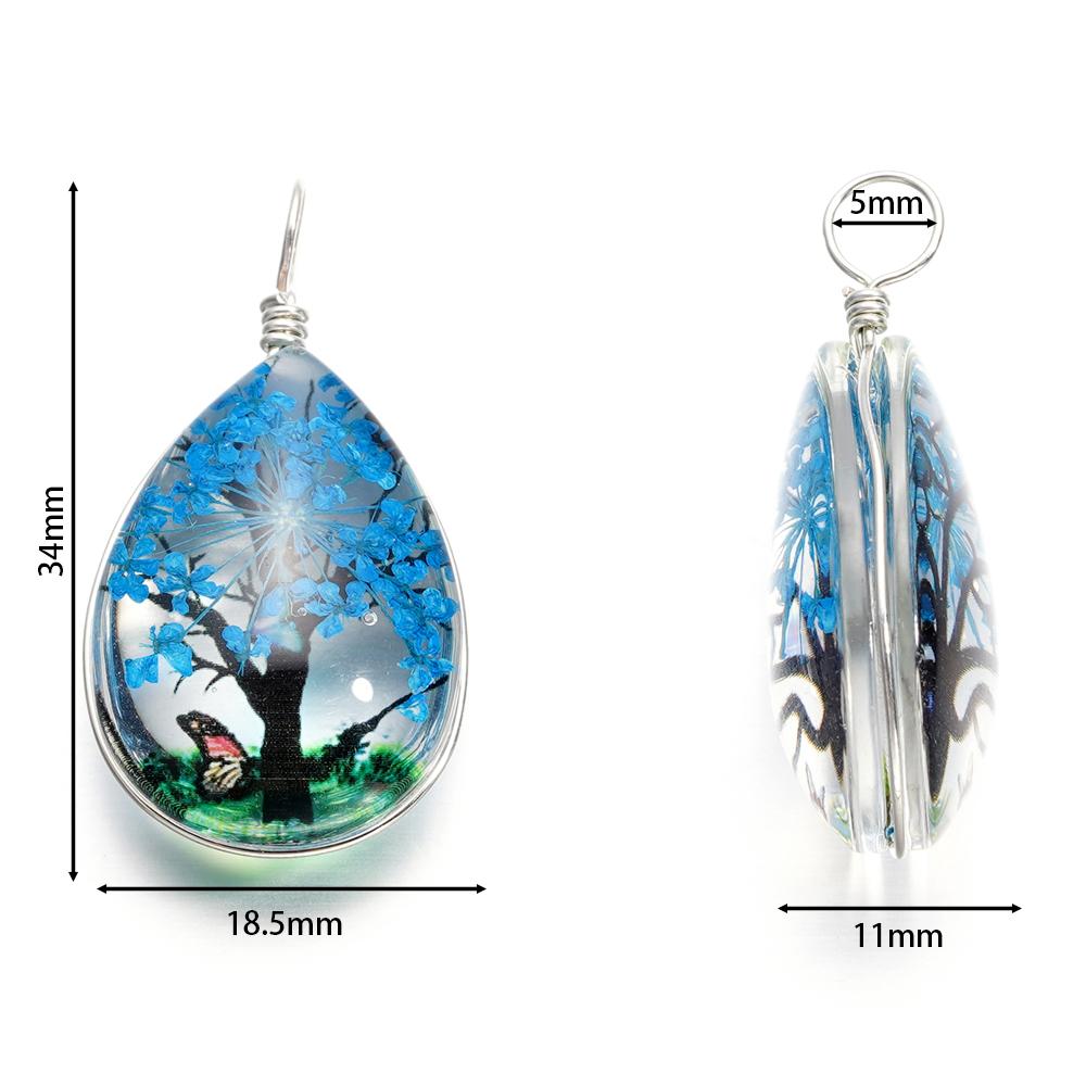 5pcs/lot 18.5*34mm Crystal Glass Real Dried Flower Water Droplet Pendants for DIY Handmade Jewelry Bracelet Necklace Accessories