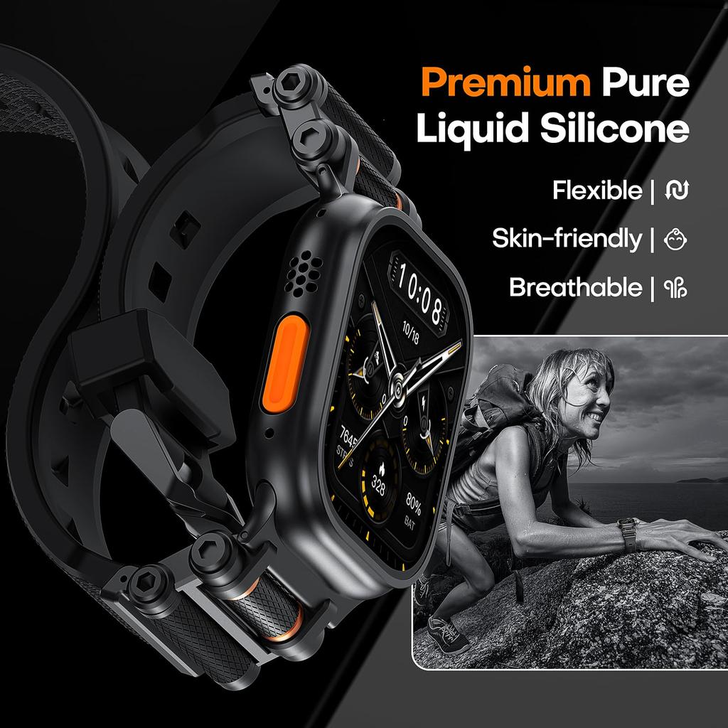 Rubber Sports Band for Apple Watch Ultra 2 49mm Series 10 9 8 7 Se 6 5 Strap for IWatch Ultra 46mm 45mm 44mm Luxury TPU Bracelet