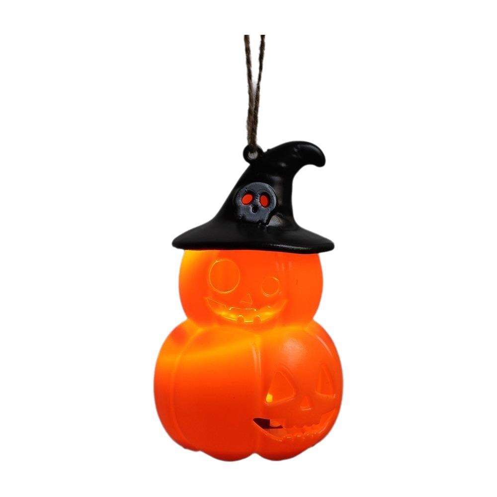 Skeleton Pumpkin Nightlight Button Cell Battery Operated LED Glowing Spooky Tabletop Lamp Aesthetic Plastic Halloween LED Decor