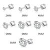 1 Piece Medical Stainless Steel Crystal Zircon Ear Studs Earrings Tragus Cartilage Hypoallergenic Screws Piercing Zircon