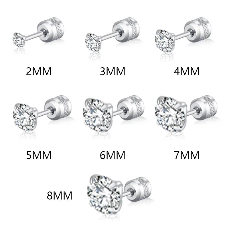 1 Piece Medical Stainless Steel Crystal Zircon Ear Studs Earrings Tragus Cartilage Hypoallergenic Screws Piercing Zircon