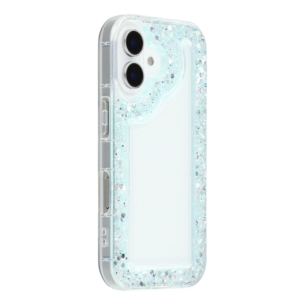 For iPhone 16 Case Glitter Epoxy Soft TPU Clear Back Cover