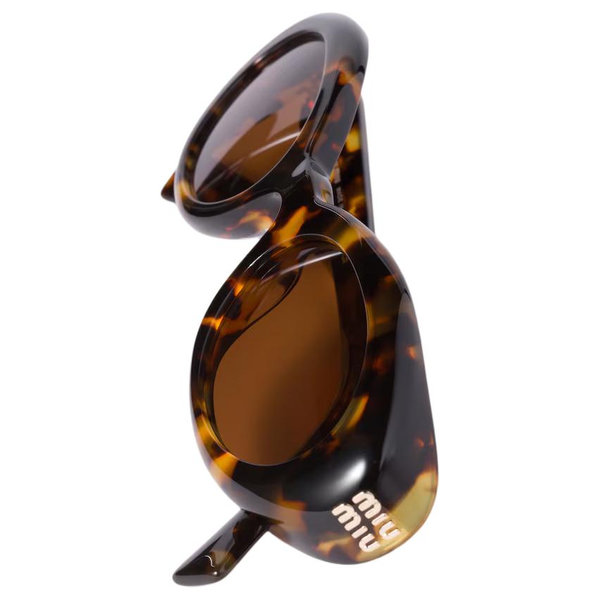 MIU MIU Logo-Embellished Oval Sunglasses Women Sunglasses Tortoiseshell SMUB09E14LFE20VC052