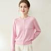 Lekasha Women's 100% Wool Round Neck Long Sleeve Cardigan