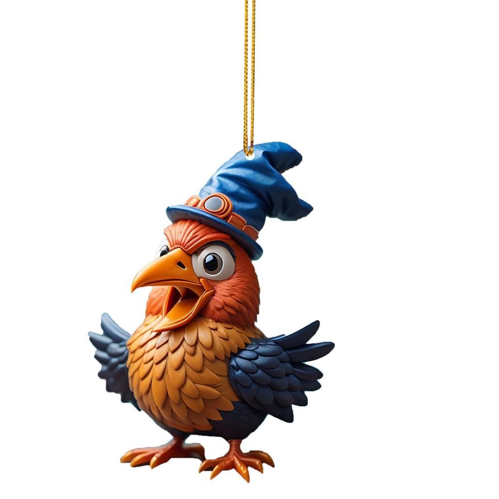 Turkey Cartoon Adorable Acrylic Car Ornament For Joyful Holiday Decor Tree