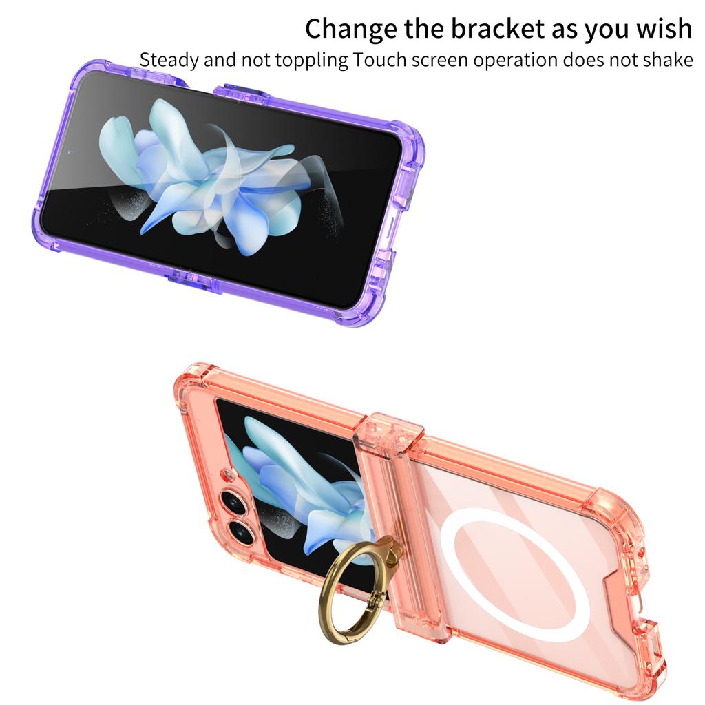 Suitable for Samsung Flip5 Mobile Phone Case Folding Screen Full Inclusive Airbag Wireless Charging Flip5 Shaft Ring Protection Case