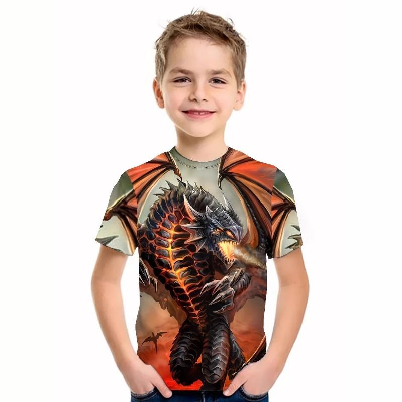 Celoplošný potisk 3D tričko s krátkým rukávem pro chlapce dívky středního věku starší děti trička