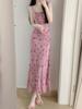 French Romantic Pink Floral Suspender Dress Women's Summer New High-end Sexy Super Figure Temperament Dress