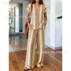 Y116 Summer Loose Top Wide-leg Pants Two-piece Women's Clothing European and American Fashion Suit