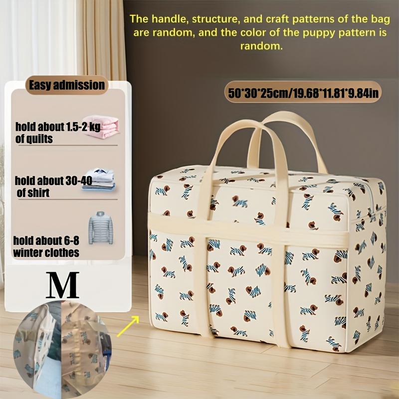Large Capacity Storage Bag for Clothes Featuring A Cute Dog Pattern, Foldable To Save Space, Suitable for Organizing Luggage During Travel or Moving