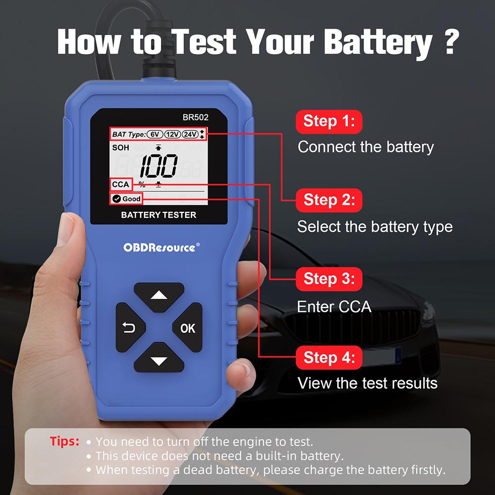 Car Battery Tester 100-2000 CCA Car Battery Tool 6V 12V 24V Car Battery Tester Car Battery Analyzer BM550 Battery Testing Tool