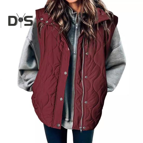 

Женский зимний хлопковый жилет с отложным воротником, толстая безрукавка, утепленная верхняя одежда с карманами, застежка-молния, жилет средней длины для отдыха на открытом воздухе, пальто 2XL