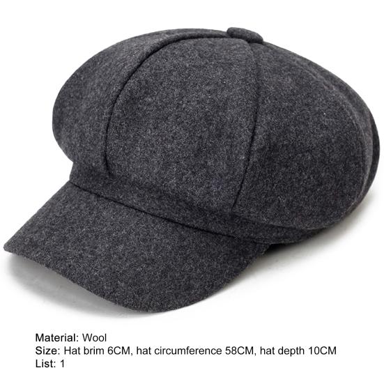 British Style Wide Brim Woolen Beret Hat Retro Artist Painter Newsboy Octagonal Cap Fashion Accessories