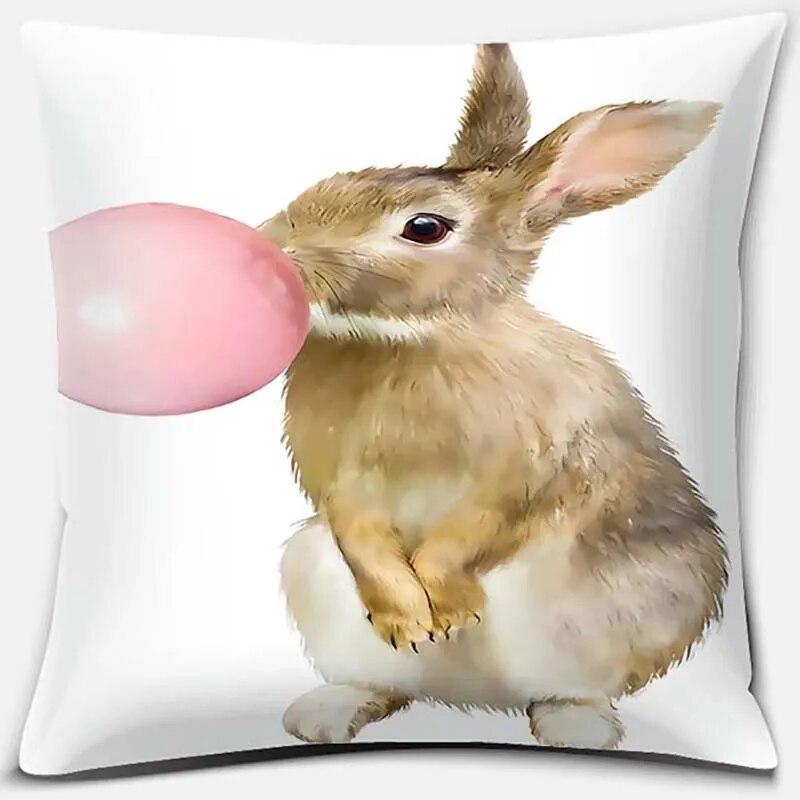 Cute Rabbit Series Pattern Pillowcase Square  Home Office Decoration