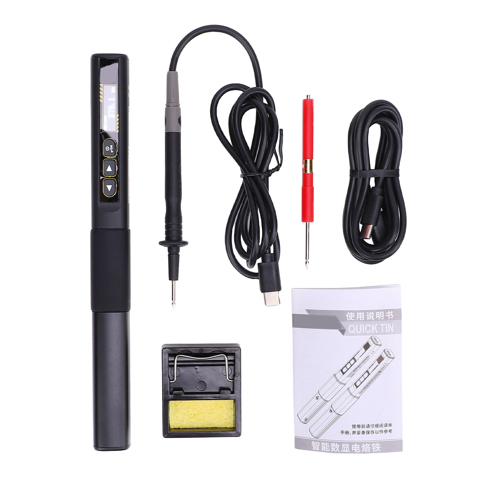 

75W Portable Soldering Iron Kit with OLED Display Fast Heating Adjustable Temperature Auto-Shutoff with Multimeter Test Leads чорний