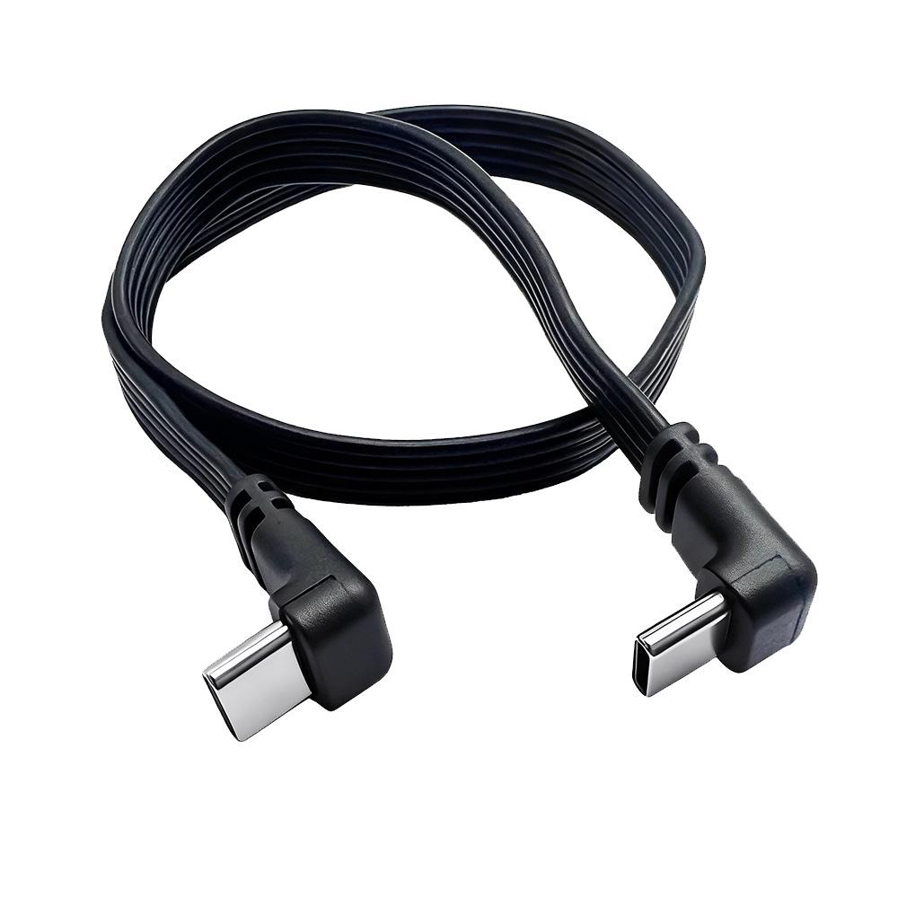 USB Type-C Multi-Directional Elbow Extension Cable, Flat Silicone Male to Female Data Adapter