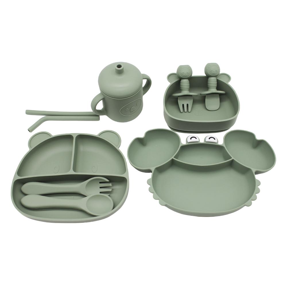 Children's Dinner Plate Bear Compartment Plate Bear Bowl Learning Cup with Suction Cup Autonomous Feeding Training Bowl and Plat