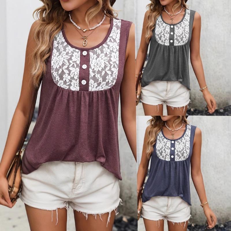 GMXIA Women's Fashion Casual Sleeveless U-Neck Blouses & Shirts