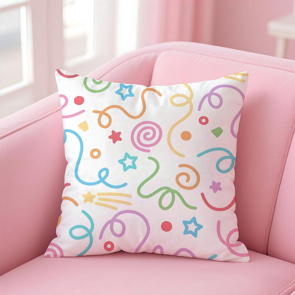C-Cartoon Style Pattern1 Cushion Cover Pillow Case Soft Friendly Fabric & Concealed Zipper