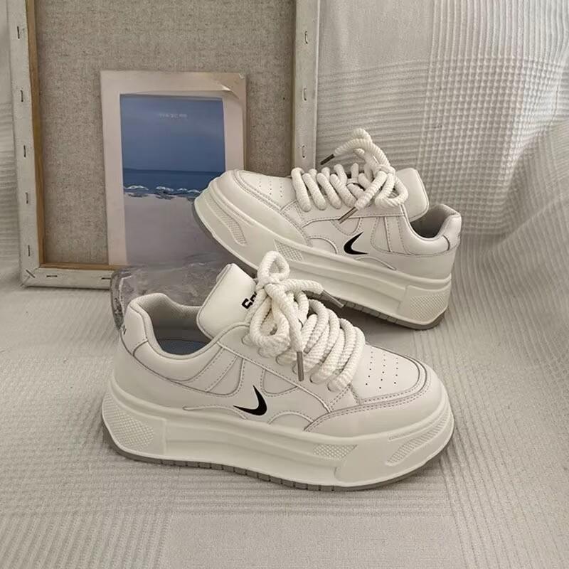 Platform White Shoes Women's Autumn New Versatile Heightening Board Shoes Casual Sports Dad Shoes