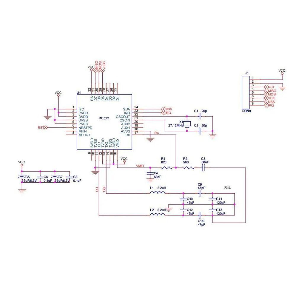 SPI Interface RFID Module 3.3V RC522 MINI Module RFID Tag Writer Access Control Systems
