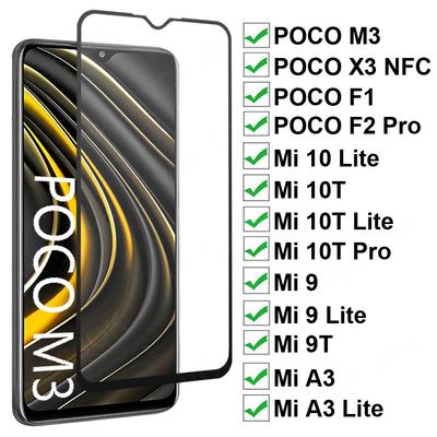 Xiaomi POCO M3 X3 NFC F1 F2 Pro Ekran Koruyucu Mi 9 10 Lite A3 9T 10T Pro Tam Kaplama Filmi İçin Koruyucu Temperli Cam