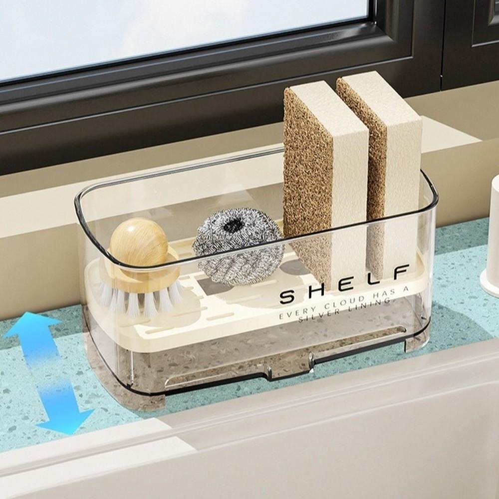 Transparent Kitchen Sink Rag Rack with Drain Plate Sponge Drain Rack  Kitchen Supplies