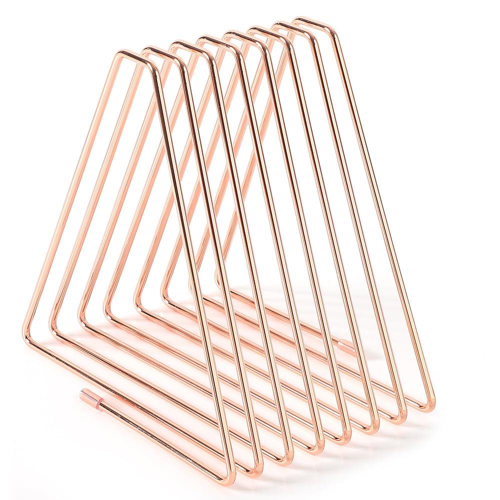 TKY Book Book Storage Bookends, Foldable, Non-Slip, Desktop, Extendable, Triangular, Metal, Stand, (Rose Gold)