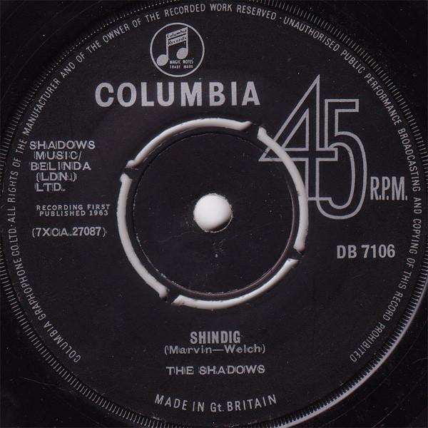 

7inch Record SHADOWS - Shindig DB7106 Columbia 1963 UK Rock Used