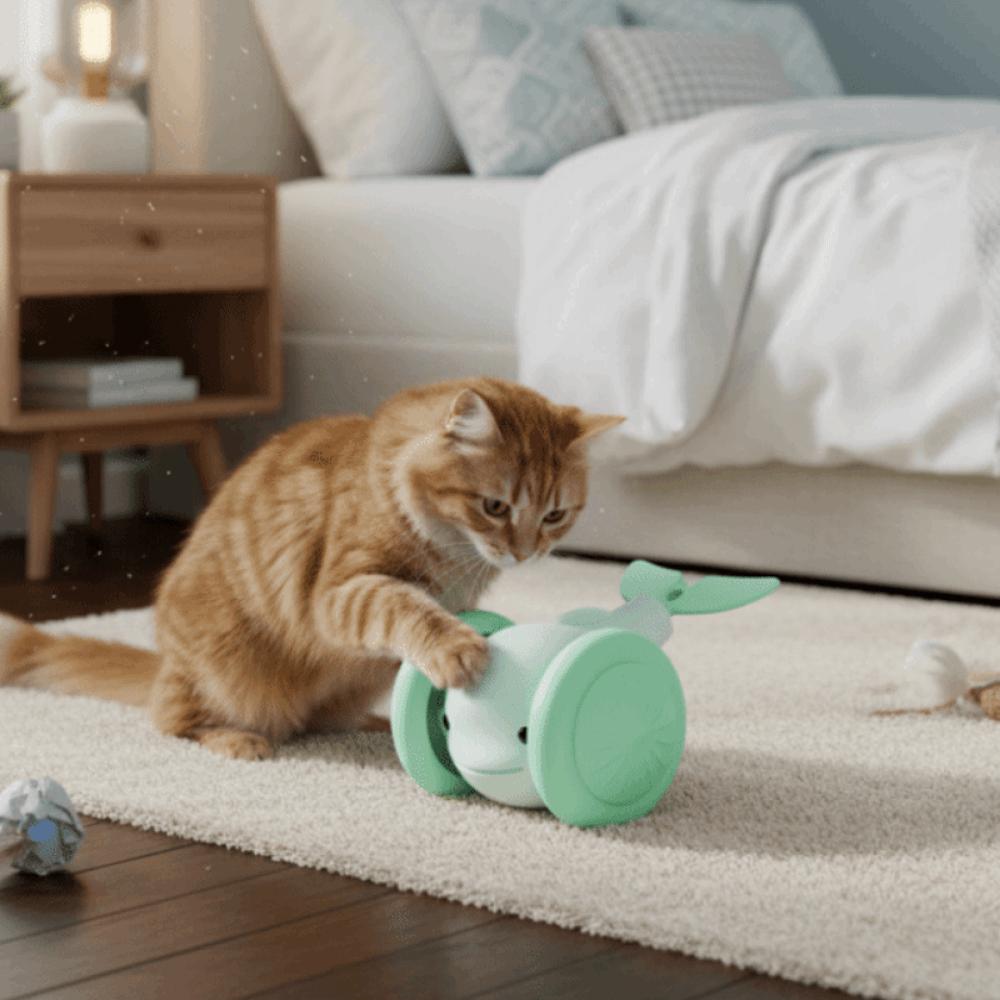 USB Charging Cat Interactive Whale Toy Running Car Plastic Cat Teaser Toy Interactive Automatic Rolling Ball